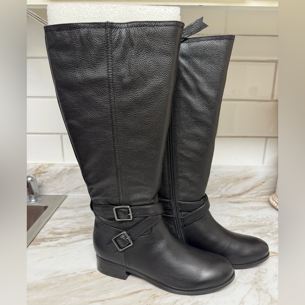 Trotters Liberty Black Buckle Heeled Boots
